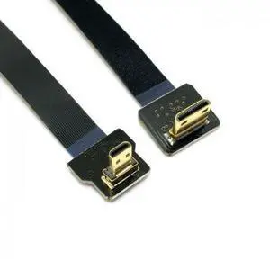 BUCIER 90 Degree Down Angled FPV Micro HDMI Male to Mini HDMI FPC Flat Cable 20cm Compatible for GOPRO Multicopter Aerial Photography Support 1080p 60hz