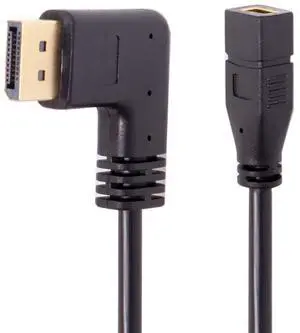 BUCIER Left Angled DP DisplayPort 90 Degree to Mini DP DisplayPort Female Cable for Displays Monitors