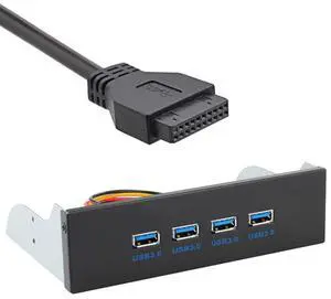 BUCIER USB 3.0 HUB 4 Ports HUB Front Panel to Motherboard 20Pin 19Pin Header Connector Cable Compatible for 5.25" CD-ROM Bay