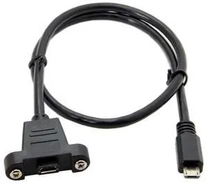 BUCIER Micro USB 5Pin Male to Female Extension Panel Mount Type USB 2.0 Cable with Screws 0.5m (50cm)