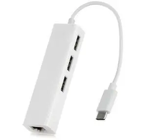 BUCIER USB 3.1 Type C USB-C to Multiple 3 Ports USB2.0 Hub with Ethernet 100Mbps Network LAN Adapter