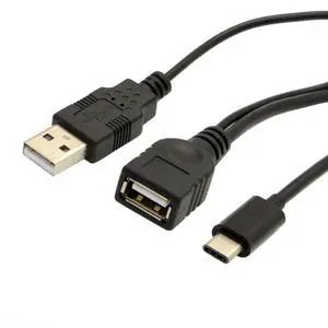 BUCIER USB-C Type-C USB 3.1 Host to USB 2.0 Female OTG Data Cable with Extral Power Compatible for Cell Phone Air Pro