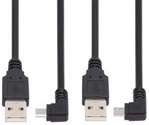 BUCIER Left & Right Angled 90 Degree Micro USB 2.0 Type 5Pin to USB 2.0 Type-A Data Charge Cable 480Mbps Data for Phone Tablet Computer Camera 2 Pack (100cm)