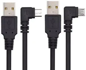 BUCIER Left & Right Angled 90 Degree Micro USB 2.0 Type 5Pin to USB 2.0 Type-A Data Charge Cable 480Mbps Data for Phone Tablet Computer Camera 2 Pack (150cm)