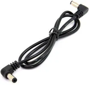 BUCIER DC Power 5.5 x 2.1mm/2.5mm Male to 5.5 2.1/2.5mm Male Plug Cable Right Angled 90 Degree 1.97ft for