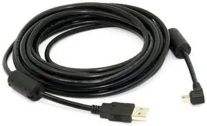 BUCIER Mini USB B Type 5pin Male Right Angled 90 Degree to USB 2.0 Male Data Cable with EMI Ferrite Core 5M
