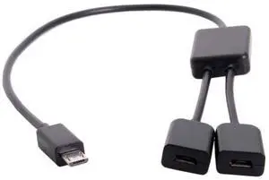 BUCIER Micro USB 2.0 OTG to Dual Ports Micro USB 2.0 5Pin Female Hub Cable Compatible for Laptop PC & Mouse & Flash Disk