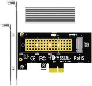 BUCIER PA09-X1-HS NVMe to PCIe X1 Adapter with M.2 Heatsink for 2230/2242/2260/2280 NVMe SSD, PCIe X1 Installation (Silver)