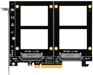 BUCIER PU21 Dual U.2 SSD to PCIe 4.0 X8 Adapter, Support 2 x U.2 SSD or Soft Raid, Without PCIe Splitter Function (PCIe Bifurcation Motherboard is Required)