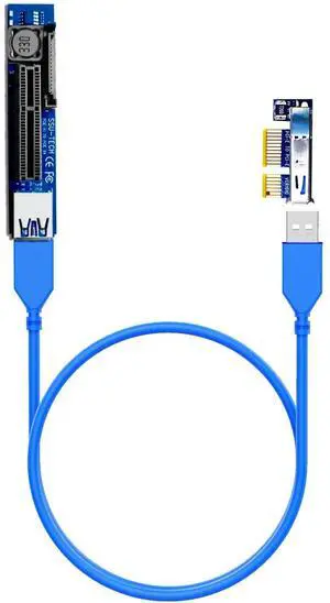 BUCIER UEX103 600mm PCIe 3.0 X1 to X4 Riser Cable (PCIe 3.0 X1 Bandwidth) for PCIe WiFi Card, M.2 PCIe Card, Firewire Card, USB PCIe Card, Sound Card, etc