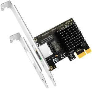BUCIER LE8105 2.5Gb PCIe Network Card for Desktop PC, 2500/1000/100Mbps Gigabit Ethernet RJ45 LAN Port, PCIE X1 Interface, Regular & Low Profile Bracket