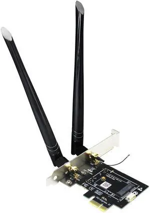 BUCIER WA01 M.2 E Key to PCIe X1 WiFi Bluetooth Adapter for M.2 WiFi 4/5/6/6e/7/Coral TPU Module, with 6-dBi SMA Antenna Kits