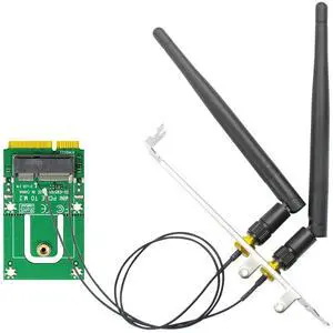BUCIER WA03 M.2 Key E to Mini PCIe WiFi Adapter for M.2 WiFi 4/5/6/6e/7/Coral TPU Module, with 3.5-dBi SMA Antenna Kits