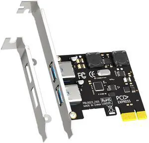 BUCIER U3023 2-Port USB 3.0 Type-A 5Gb PCIe Expansion Card for Intel, AMD, and ARM Platform, Compatible with Windows and Linux (Not Support Mac OS)