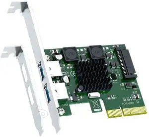 BUCIER U3142A 2-Port 10Gb USB 3.1 Gen2 Type-A to PCIE X4 Expansion Card with ASM 3142 Chip, Regular and Low-profible Bracket