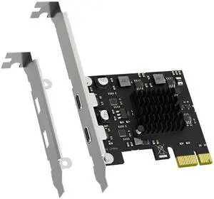 BUCIER U3142CX1 2-Port 10Gb USB 3.1 Gen2 Type-C to PCIE X1 Expansion Card with ASM 3142 Chip, Regular and Low-profible Bracket