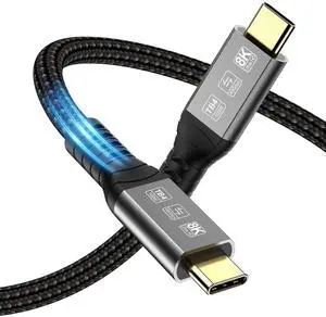 BUCIER Thunderbolt 4 Cable 6.6ft, 40Gbps USB C to USB-C, 240W Cable Support 8K 60Hz Video, Compatible with Thunderbolt 4/3, USB4/3, Type C