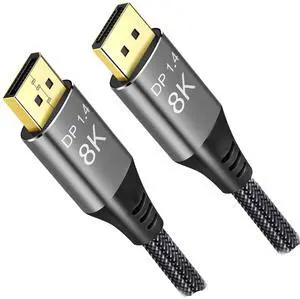 BUCIER 8K Displayport to DisplayPort 1.4 Cable 33ft /10m, Ultra HD 4K 144Hz, 8K 60Hz, HBR3(7680x4320 Resolution), High Speed 32.4Gbps, Long Nylon Braided DisplayPort 1.4 1.2 Cable 33ft
