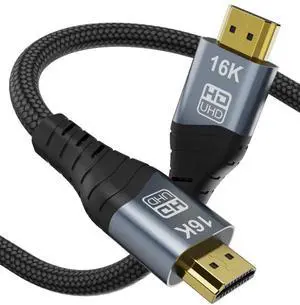 BUCIER 16K HDMI 2.2 Cable 2m 6.6ft High Speed 96Gbps 12Bit 16K@60Hz 8K@240Hz 4K@480Hz Braided Gold Plated UHD HDR Support HDCP 3D HDMI Connection Compatible with PS5 Monitor TV