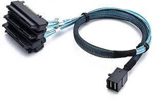 BUCIER SFF-8643 Internal Mini SAS HD to (4) 29pin SFF-8482 connectors with SAS 15pin Power Port 12GB/S Cable (1M)