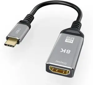BUCIER USB C USB3.1 to HDMI 8K 2.1 Cable 25cm Male to Female 8K@30Hz 4K@120Hz UHD HDR High Speed 48Gbps Thunderbolt 3 Compatible for HDTVs Projectors and Monitors