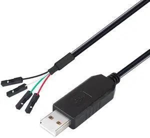 USB to TTL Serial 3.3V Adapter Cable TX RX Signal 4 Pin 0.1 inch Pitch Female Socket PL2303 Prolific Chip Windows 10 8 7 XP Vista (6ft, Black)