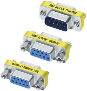 BUCIER Serial Adapter 3-Pack (DB9 F-F, M-F, M-M), Mini Size RS232 Coupler, Female to Male 9 Pin Connector, for PC Computer Data Transfer