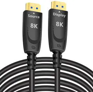 BUCIER 8K Fiber Optic HDMI Cable 50ft Long HDMI Cord 4K@120Hz 8K@60Hz 48Gbps 2.1 Ultra High Speed Gaming HDR eARC HDCP in Wall Rated Compatible with Fire TV Soundbar PS5 PS4 Xbox 1440p 240Hz Monitor