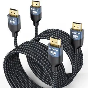 BUCIER 8K HDMI 2.1 Cable 10 FT, 2-Pack, 48Gbps Ultra High Speed HDMI Braided Cord 10 Feet, 8K@60Hz, 4K@120Hz, HDCP 2.2&2.3, 3D, eARC, HDR10+ for Soundbar, TV, Monitor, PC, Laptop, PS5, Xbox BUCIER 8K HDMI 2.1 Cable 10 FT, 2-Pack, 48Gbps Ultra High Speed HDMI Braided Cord 10 Feet, 8K@60Hz, 4K@120Hz, HDCP 2.2&2.3, 3D, eARC, HDR10+ for Soundbar, TV, Monitor, PC, Laptop, PS5, Xbox