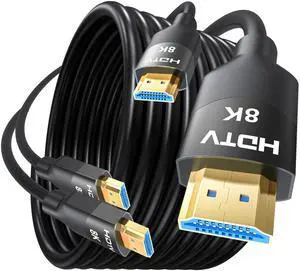 8K HDMI 2.1 Cable 15 FT 2-Pack, In-Wall CL3 Rated HDMI 2.1 Cord, Support 8K@60Hz, 4K@120Hz, HDR10+, eARC, SBTM, VRR, QFT, ALLM, 3D, HDCP 2.3 for TV, Monitor, Computer, Laptop, PS5, Xbox, Soundbar