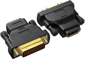 BUCIER DVI to HDMI Adapter 2-Pack, Bidirectional Female HDMI to DVI-D(24+1) Male Adapter with Gold-Plated for Computer, Monitor, Projector, TV, PS3/4/5 Nintendo Switch and More