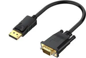 BUCIER Short DisplayPort to VGA Cable 1.5 Feet, Computer DP Display Port to VGA Monitor/Projector Adapter Cord Male to Male HD Video 1080P for Computer, Monitor, TV, Projector