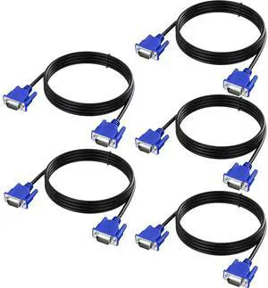 BUCIER VGA Cable 5 Feet 5-Pack, Male VGA to VGA Male Monitor Computer Cable Adapter Cord HD15 1080P Full HD High Resolutionfor TV Computer Projector-Blue