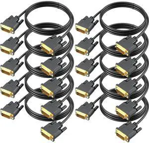 BUCIER 10-Pack 6 FT DVI-D to DVI-D (24+1) Dual Link Cable, Black, High Resolution, High-Speed, Compatible with Personal Computer, Laptop, Desktop, Monitor, Projector, HDTV