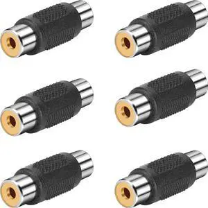 BUCIER RCA Female to Female Coupler, 6 Pack Audio Video Adapter Connector Gold Plated RCA Jack to Jack Converter for Speaker, Amplifier, TV, Silver