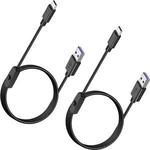 BUCIER USB Type C Switch Charging Cable 2 Pack USB A to USB C Male to Male Power Cord with 501 On Off Switch USB to USB-C Adapter Wire for LED Desk Lamp, USB Fan, LED Strips Lighting, 3 Feet
