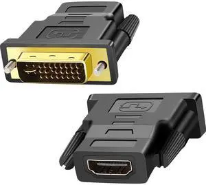 BUCIER 2 Pack Bi-Directional HDMI to DVI Converter - 1080P DVI-I (24+5) Male to HDMI Female Connector for Monitor, HDTV, TV Box, Projector, Blu-ray