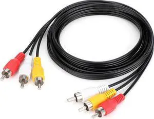 BUCIER RCA to RCA Audio Cable 6 Feet 3 RCA Male to Male Composite AV Video Cable for Speakers, TVs, DVD Players