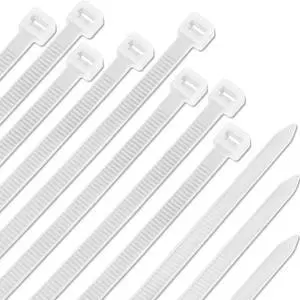 BUCIER 100pcs Zip Ties Plastic Cable Zip Ties Self-Locking Nylon Wire Ties Heavy Duty Ultra Strong Zip Straps (10 Inch, White)