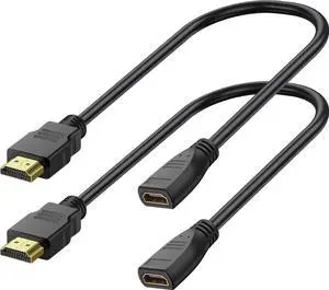 BUCIER HDMI Extender Cable - 1 Feet, High Speed HDMI Male to Female Adapter for HDTV, Monitor, PC, Laptop, Projector 2 Pack