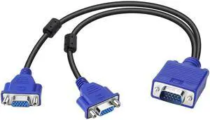 BUCIER Dual VGA Splitter Monitor Cable 1 Male to 2 Female Adapter Converter VGA Video Y Cable Cord for Screen Duplication