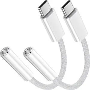 BUCIER USB C to 3.5mm Jack Audio Adapter 2 Pack USB Type C to Headphone Aux Jack Adapter Dongle Cord Compatible with iPhone 15 Pro Max, Samsung Galaxy S24 S23 Ultra, iPad Pro, MacBook