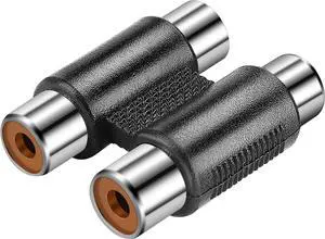 BUCIER 2 RCA Female Jack to Female Jack Adapter Coupler Nickel Plated RCA Connector Extender Dual RCA A/V Cable Jointer Converter for Speaker, Amplifier, RCA Cable, Silver