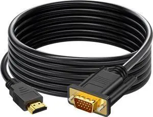 BUCIER HDMI to VGA Cable 6 Feet, Uni-Directional HDMI Laptop to VGA Monitor Connector Converter Male to Male 1080P HD Video Cord Compatible for Computer, Laptop, Monitor, Projector, HDTV, Roku