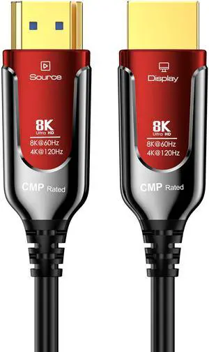 BUCIER 30Ft Plenum Rated HDMI Cable(CMP), 8K 48Gbps Fiber Optic Ultra High Speed Long HDMI 2.1 Cord, in Wall Plenum-Rated Cables for Pipes, HDMI to HDMI, Male to Male - (30Ft/10M-CMP)