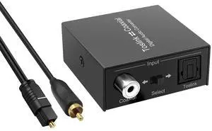 BUCIER Optical to Coaxial or Coax to Optical Digital Audio Converter Adapter, Bi-Directional Digital Coaxial to/from SPDIF Optical (Toslink) Audio Signal Converter/Repeater