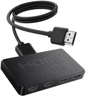 BUCIER HDMI Splitter 1 in 4 Out Support Duplicate/Mirror 1 Source Screen to 4 HDM-I Display Devices(Not Extend), 4 Port Hdmi Splitters for 3D,1080P, UHD TV(Not Include HDMI Cable)