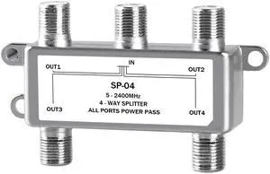 BUCIER Digital 4-Way Coaxial Cable Splitter 5-2400MHz, RG6 and RG59 Compatible4 Port Coax Splitter for Satellite, Cable TV, Antenna System, High Speed Internet and MoCA Network