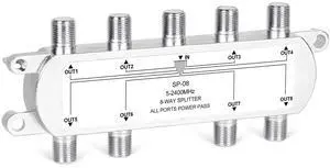 BUCIER Digital 8-Way Coaxial Cable Splitter 5-2400MHz, RG6 Compatible, Work with Satellite/Cable TV and Internet, CATV Antenna System.(COAXIAL Cable NOT Included)