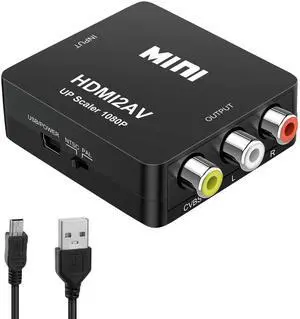 BUCIER HDMI to RCA Converter for Old TV, 1080P HDMI to AV Converter, HDMI to 3RCA CVBs Composite Video Audio Converter Adapter, Supports PAL/NTSC for Roku, Apple TV, Xbox with USB Power Cable